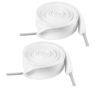 Ouligay 2 pares de cordones blancos planos de 2 cm de ancho, cordones blancos de 20 mm, cordones blancos gruesos de 47 pulgadas para tenis, cuerdas largas para zapatos para hombres, mujeres, adultos