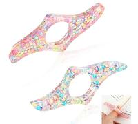 Ouligay 2 soportes para páginas de libro, anillo para el pulgar, marcapáginas de resina, flores hechas a mano, marcapáginas, abridor de libro, lectura, accesorios para profesores, amantes