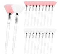Ouligay 20 pinceles faciales abanicos para máscara de abanico, pincel facial para abanico, aplicador de ácido facial, máscara de maquillaje, pinceles de abanico, para mujeres y niñas (rosa blanco)