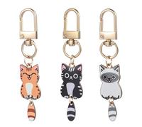 Ouligay 3 llaveros de gatos pequeños y bonitos gatos colgantes de bolsillo regalos para amantes de los gatos mujeres hombres adorables regalos con diseño de gatos