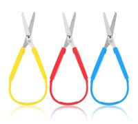 Ouligay 3 Piezas Tijeras de lazo con mango, Tijeras de lazo automáticas de seguridad para niños y necesidades especiales