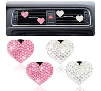 Ouligay 4 ambientadores de coche con clip en forma de corazón, decoración para el interior, clip de ventilación de coche, accesorios de coche, brillantes, brillantes, clips de aire para coche,