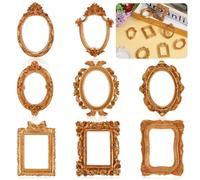 Ouligay 8 piezas Mini Marco de Fotos Dorado Vintage Pequeño Marco de Fotos Resina Pequeño Dorado Pequeño Marco de Fotos DIY Foto Joyería Exhibición Marco Mini Oro Picture Photo Frames
