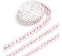 Ouligay Cinta de encaje blanco, vintage, blanco, 4,5 m, cinta de encaje rosa, cinta blanca, ribetes y cintas para coser, cinta de encaje para bodas, caja de regalo, álbumes de recortes, manualidades