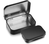 Ouligay Latas rectangulares vacías de metal negro con bisagras, latas pequeñas con tapas para almacenamiento de caramelos, joyas, manualidades