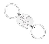 Ouligay Llavero de pareja a juego con gato, regalos de boda para novio, novia, él, su mejor amigo, graduación, mejor amigo, regalos de cumpleaños, regalo romántico I Love You para ella, él, relación a