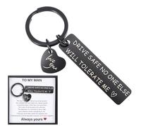 Ouligay Llavero Drive Safe para novio, él, marido, prometido, hombre, regalo del día de San Valentín para novio, cumpleaños, Navidad, romántico, hombres, Bf, romántico, I Love You, regalos