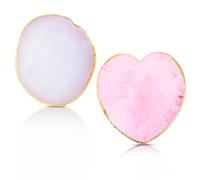 Ouligay Paleta de arte de uñas de resina, 2 unidades, redonda, borde dorado, en forma de corazón, placa de maquillaje, herramientas de mezcla cosmética