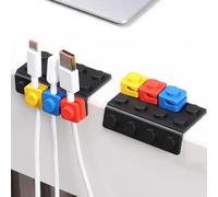 Ouliget Clips para cables, organizador de cables USB de bloques de construcción creativos, soporte de alambre autoadhesivo para mesita de noche, hogar, oficina, escritorio, accesorios de decoración de