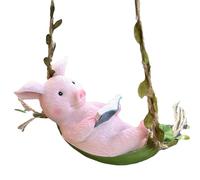 OULIGET Estatua de cerdo para jardín al aire libre, columpio de resina de cerdo colgante, decoración del hogar, decoración de cerdo encantadoramente ingenua, decoración de jardín para patio, césped,