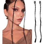 Ouliget Extensiones de cabello trenzado, extensión de cola de caballo trenzada, clip de pelo, anillos decorativos trenzados, juego de joyas para el cabello para uso diario y estilo de fiesta, 2 piezas
