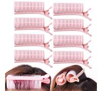 Ouliget Juego de 8 rulos para el cabello 2 en 1 con clip para peinar el cabello, clip voluminizador para levantar las raíces del cabello, rizador portátil para peinados esponjosos, 8 unidades