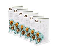 OulQinyhome 6 Pack A5 Soporte Acrílico para Carteles - Doble Cara para Exhibición de Menú - Forma T Expositor Metacrilato Soporte Menú - Titular de Menú Póster para Escuela/Restaurante/Hotel/Boda