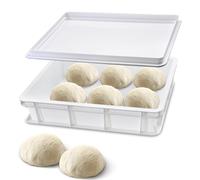 OulQinyhome Caja para masas con tapa - Caja para Masa de Pizza y Pan - Fermentadora de Masa - Pizzaballenbox apilable - Contenedor para Fermentación de plástico para pizza,pan y masa(30x40x12cm)