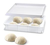 OulQinyhome Caja para masas con tapa - Caja para Masa de Pizza y Pan - Fermentadora de Masa - Pizzaballenbox apilable - Contenedor para Fermentación de plástico para pizza,pan y masa (30x40x10cm)