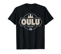 Oulu Finlandia City Travel Destino nórdico Camiseta gráfica económica, Hombre, Negro, XL