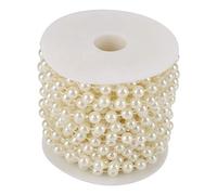 Oumefar 10 m/rollo de hilo de perlas de molienda guirnalda de cuentas cadena de perlas Diy boda Navidad cumpleaños cortina decoración(Beige) Decorativeribbontrim