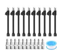 Oumefar 10 Paquetes de Aire Dual Cabezal, 1/4 "FNPT Extendido Alcance 6.6 Pulgadas Inflador de Llantas de Aleación de Zinc para Motocicleta de Camión, con Acopladores y Cinta de Sello