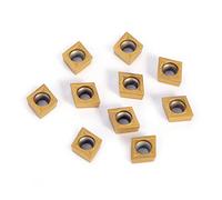 Oumefar 10 Piezas CNC Puntas de Carburo Insertos Cortador de Cuchillas Torno Juego de Herramientas de Torneado Alta Dureza para Metalurgia Carburo Oro 6x10x4 Mm con Caja de Plástico