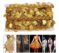 Oumefar 10 Yardas de Cinta de Lentejuelas, Cinturón de Borlas para Danza del Vientre, Disfraz de Danza del Vientre para Danza Baile Oriental Decorativeribbontrim