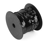 Oumefar 100 yardas 6mm cinta costura cinta lentejuelas lentejuelas línea lentejuelas planas banda ropa guarnición cuerdas de coser accesorios (negro) Craftbead