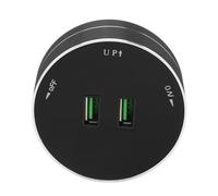 Oumefar Adaptador de Riel de Alimentación Inalámbrico Toma de Puerto USB Dual Resistente Al Agua y Al Polvo para Hogares Modernos Adaptador de Enchufe Eléctrico Negro para Material de PC de Cocina y