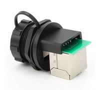 Oumefar Adaptador RJ45 Acoplador Ethernet Impermeable para Equipos de Pantalla LED, Control de Automatización de Fábrica, 2 Conectores Postales Duales RJ45-90°, Negro