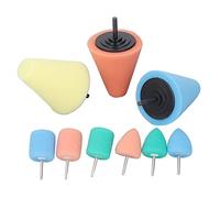 Oumefar Bola de Pulido de Esponja, Vástago de 6 Mm Y 3 Mm Cono de Pulido Reutilizable Versátil Completo 9 Piezas para Cubo de Rueda de Automóvil Automotriz para Amoladoras de Moldes Autopart