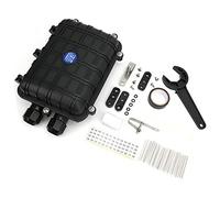 Oumefar Caja Empalme Fibra óptica, Caja Conexión Cable Fibra 1 en 1 Salida para Entierro Directo Tubería Aérea y Conexión Derivación con Aleación Plástico Reforzado 28x20x9cm (48 núcleos)