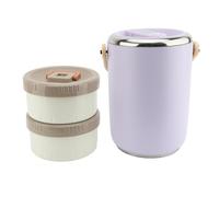 Oumefar Contenedor de Alimentos con Aislamiento de Vacío 2L Apilable Acero Inoxidable Lonchera Jarra de Alimentos Calientes con Tapas Selladas para Adultos Picnics Al Aire Libre Acampar (Púrpura)