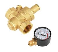 Oumefar DN20 Válvula reguladora de presión Reductor de presión Ajustable de latón Interruptor regulador del compresor de Aire con Perilla y medidor de medición para Aire líquido