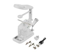 Oumefar Estación Trabajo Soldador Eléctrico USB con Lupa Aumento 3X 4,5X 25X Clips Tablero Luz LED Herramienta Multifuncional para Reparación Electrónica Proyectos Bricolaje (White)