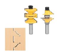 Oumefar Juego de 2 Piezas de Broca Enrutadora de Espiga para Puerta de Entrada, Aleación de Acero Al Carbono, Cortador de Fresado de Riel de Estilo Ajustable, Vástago de 1/2 Pulgada,