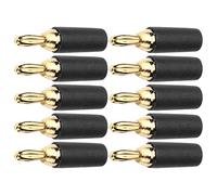 Oumefar Juego de Conectores Banana de Soldadura de 2,5 Mm de Latón Chapado en Oro para Máxima Transmisión de Señal, Kit de Conector Banana Macho de 10 Piezas con Diseño a Prueba de Explosiones,