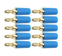 Oumefar Juego de Conectores Banana de Soldadura de 2,5 Mm de Latón Chapado en Oro para Máxima Transmisión de Señal, Kit de Conector Banana Macho de 10 Piezas con Diseño a Prueba de Explosiones, (Azul)
