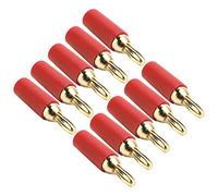 Oumefar Juego de Conectores Banana de Soldadura de 2,5 Mm de Latón Chapado en Oro para Máxima Transmisión de Señal, Kit de Conector Banana Macho de 10 Piezas con Diseño a Prueba de Explosiones, (Roja)