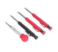 Oumefar Juego de Portaminas de Agujero Profundo con Recambios para Carpintería Antideslizante para Albañiles Punzón Central para Zonas de Difícil Acceso