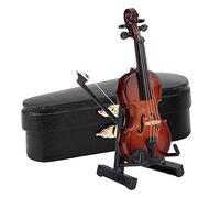 Oumefar Modelo de Violín en Miniatura con Estuche de Soporte, Mini Instrumento Musical Realista Exquisito de 8 Cm para Entusiastas de la Música Decoración de Oficina en el Hogar de