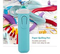 Oumefar Pluma de acolchado de papel, pluma eléctrica ranurada para manualidades, herramienta de filigrana, enrollador de origami, bolígrafo de acero para rizar bricolaje (azul)