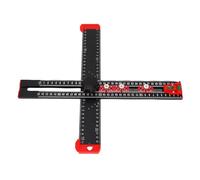 Oumefar Regla de Posición de Perforación 4 en 1, Cuadrado de Carpintería de Aleación de Aluminio de 35 Cm con Niveles de Burbuja y Perilla de ABS, para Manijas de Puertas, Instala