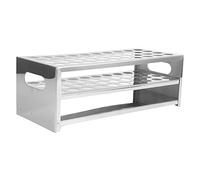 Oumefar Soporte para Tubos de Ensayo con Placa Perforada de Acero Inoxidable 304, 40 Orificios, Soporte para Tubos de Ensayo de Gran Capacidad, Diseño de Doble Capa para Experimentos (18,5 * 40mm)