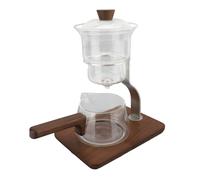 Oumefar Té de té Automático de Goteo de Goteo Elegante Diseño de té de Vidrio de Vidrio con Acero Inoxidable y Madera de Nogal 350 Ml para Uso en el Hogar y la Oficina