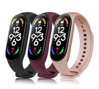 Oumida 3 Piezas Correa Compatible con Xiaomi Mi Band 7, Correa de Silicona Clásica, Pulsera de Repuesto Deportiva de TPU Suave para Xiaomi Mi Smart Band 7 (Negro+Oro Rosa+Rojo Vino)