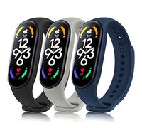 Oumida 3 Piezas Correa Compatible con Xiaomi Mi Band 7, Correa de Silicona Clásica, Pulsera de Repuesto Deportiva de TPU Suave para Xiaomi Mi Smart Band 7 (Negro+Gris+Azul Marino)