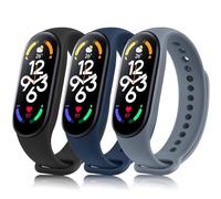 Oumida 3 Piezas Correa Compatible con Xiaomi Mi Band 7, Correa de Silicona Clásica, Pulsera de Repuesto Deportiva de TPU Suave para Xiaomi Mi Smart Band 7 (Negro+Azul Gris+Azul Marino)