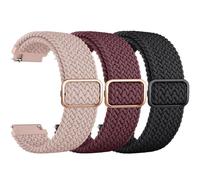 Oumida 3 Piezes Correa Compatible con Xiaomi Redmi Watch 5 Active/Redmi Watch 5 Lite, Pulseras de Repuesto de Nailon Elástico para Mujer y Hombre (Rosa/Vino Rojo/Negro)