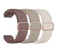 Oumida 3 Piezes Correa Compatible con Xiaomi Redmi Watch 5 Active/Redmi Watch 5 Lite, Pulseras de Repuesto de Nailon Elástico para Mujer y Hombre (Humo Violeta/Té de Leche/Starlight)