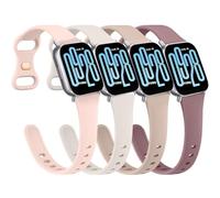 Oumida 4 Piezes Correas Compatible con Xiaomi Redmi Watch 5 Active/Redmi Watch 5 Lite, Pulseras de Repuesto Fina de Silicona Suave Impermeable (Rosa/Humo Violeta/Té de Leche/Luz de Estrellas)