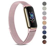 Oumida Correa Compatible con Fitbit Luxe, Pulsera para Hombre y Mujer, Pulsera de Repuesto de Acero Inoxidable de Alta Calidad con Imán Fuerte, Correas para Fitbit Luxe, Rosa