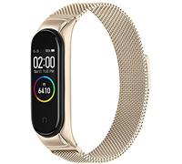 Oumida Correa Compatible con Xiaomi Mi Band 4 Correa, Brazalete de Metal de Acero Inoxidable, Pulsera de Repuesto de Loop Magnético para Xiaomi Mi Smart Band 4 para Mujer Hombre, Oro Champán